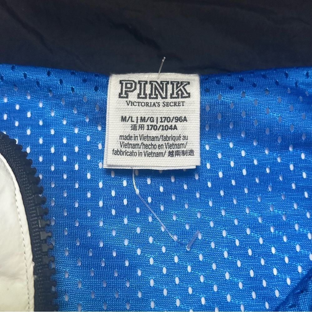 PINK Victoria's Secret Windbreaker Blue and White Jacket size ML - Picture 3 of 9